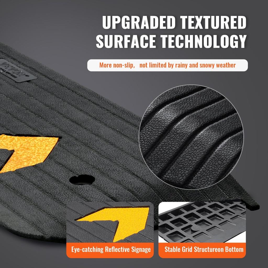 Upgraded Rubber Threshold Ramp, 1" Rise Wheelchair Ramp Doorway, Natural Curb Ramp Rated 33069 Lbs Load Capacity, Non-Slip Textured Surface Rubber