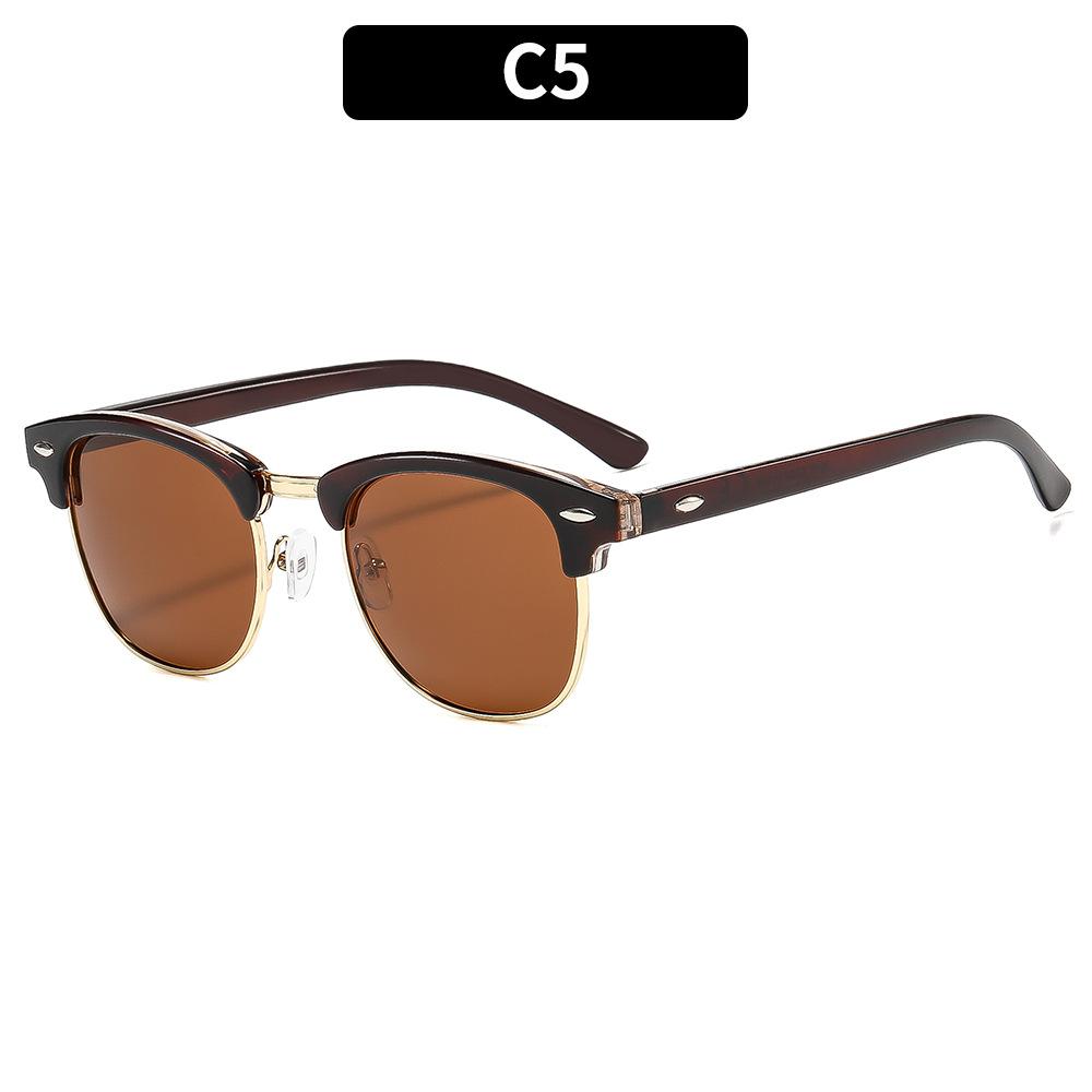 Versatile rivet-accented sunglasses featuring a vintage metal design—stylish, casual, and sun-protective eyewear for the outdoors.