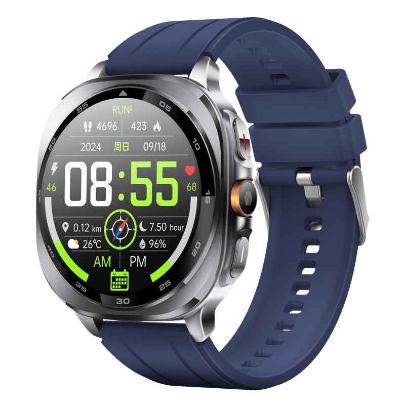TS400 Men Smart Watch AMOLED Bluetooth Calling GPS Positioning Flashlight Compass Altitude Barometric Pressure Health Monitor