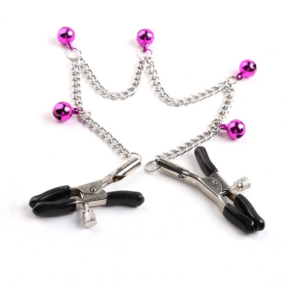1Pair Breast Clamp Eye-Catching Enjoyment Metal Nipple Screw Clip With Bell For Adult Men And Women