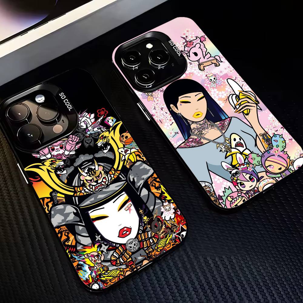 J-style Tokidoki A-Art B-Bright Phone Case For iPhone17,16,15,14,13,12,11,Pro,MAX Gray Matte Silicone Black Cover