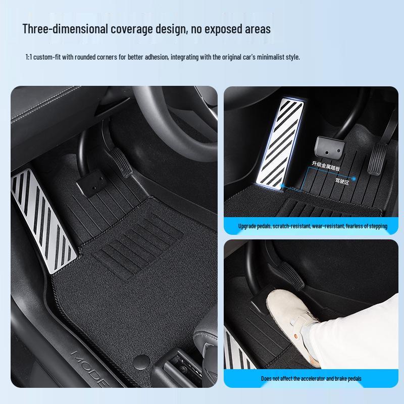 Tesla Model Y 6-Seat Floor Mats - Full Coverage TPE Pineapple Carpet Surface