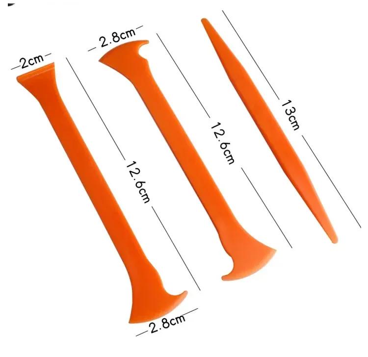 

3Pcs/set New Vinyl Car Wrap Tool Protable Cars Micro Stick Squeegee Window Tinting Kit Corner Scraper Curves Slot Tucking Tools помаранчевий
