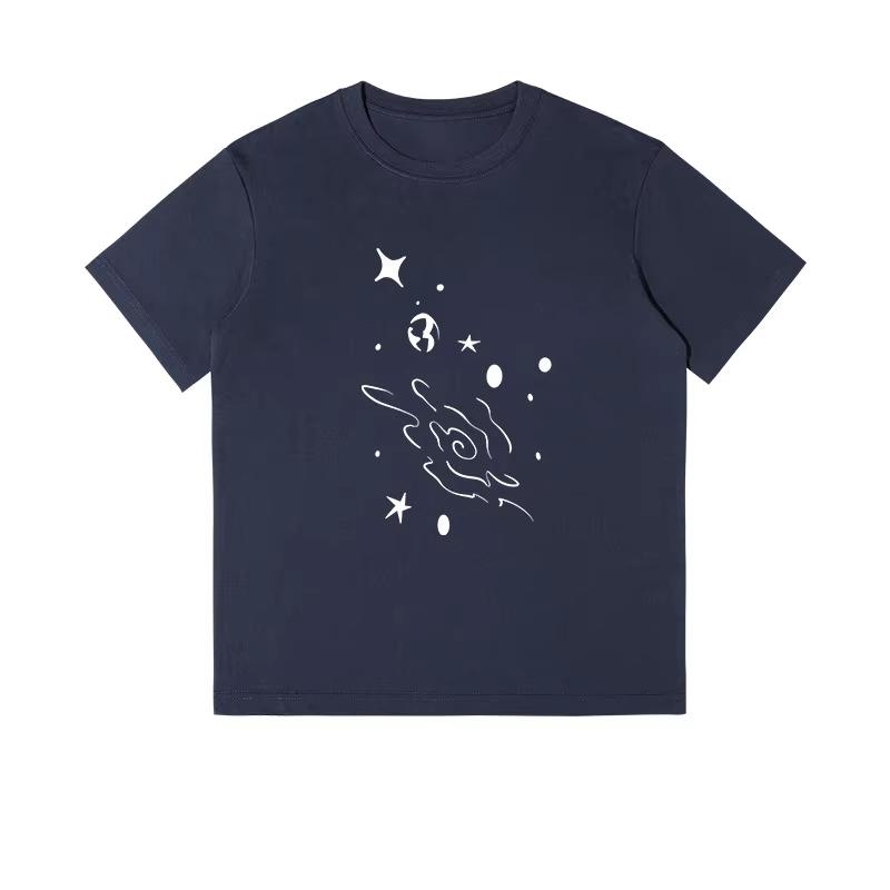 Summer Trend American Printed T-Shirt Mens Crew Neck Galaxy Graffiti Short Sleeve Casual Womens T-Shirt Winter Innerwear