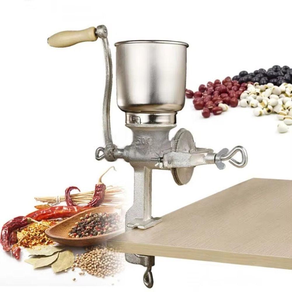 

Hand-cranked Grain Grinder Cast Iron Dry/Wet Grinding Corn Hand Grinder Heavy Duty Large Hopper Manual Coffee Grinder срібний