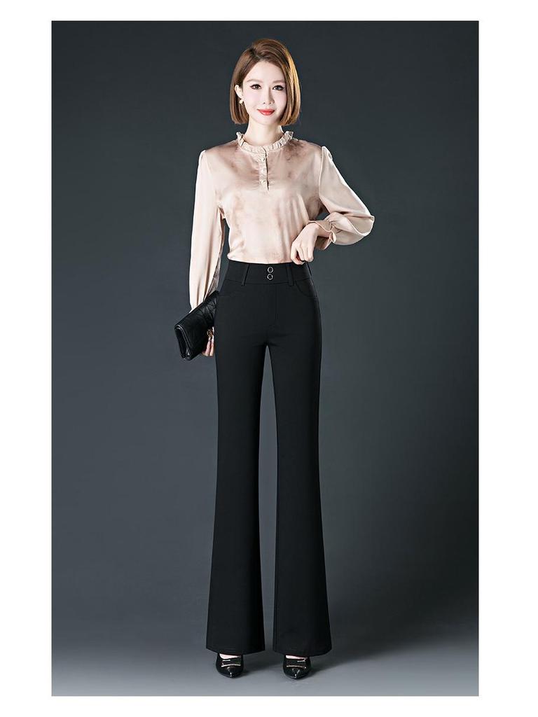 Women's Wide-Leg Knit Pants - Spring & Autumn Fashion, Casual Loose Fit, Mom Style.
