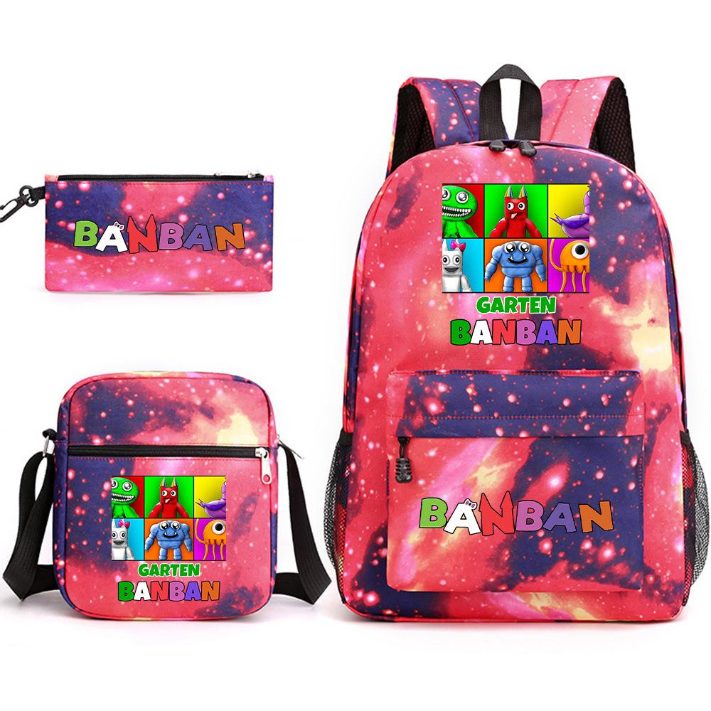 Three-piece Foreign Trade Schoolbag Casual Canvas Backpack Male and Female Students Backpack Printing