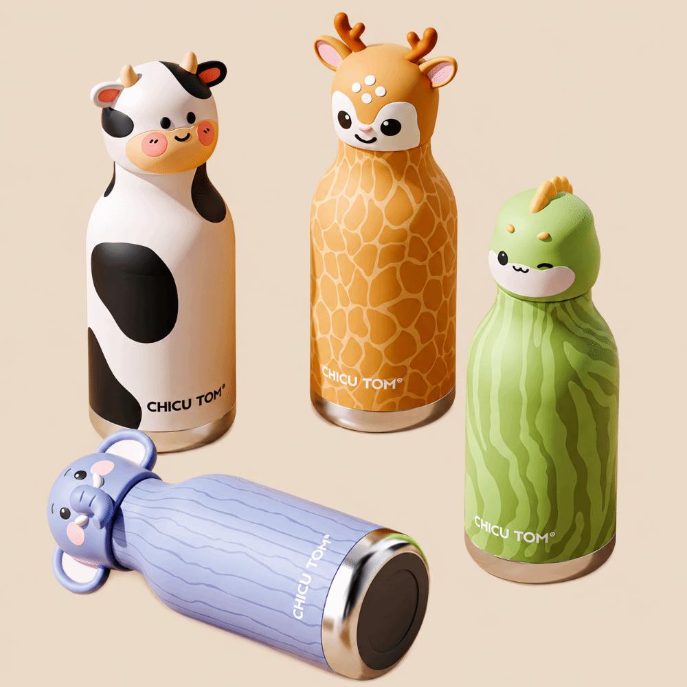 Cartoon Animal Shapes Kids Water Bottle 480ml Vacuum Insulated Bottle Travel, Sports, Outdoor