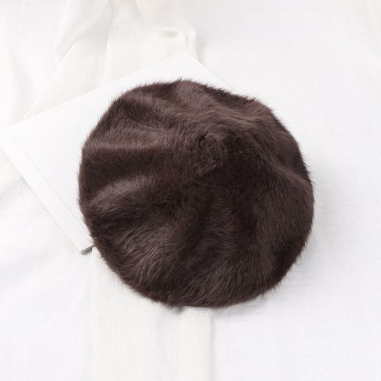 Women Painter Hat Solid Color Octagonal Dome Top Beret Hat Autumn Winter Warm Plush Hat Fashion Accessories