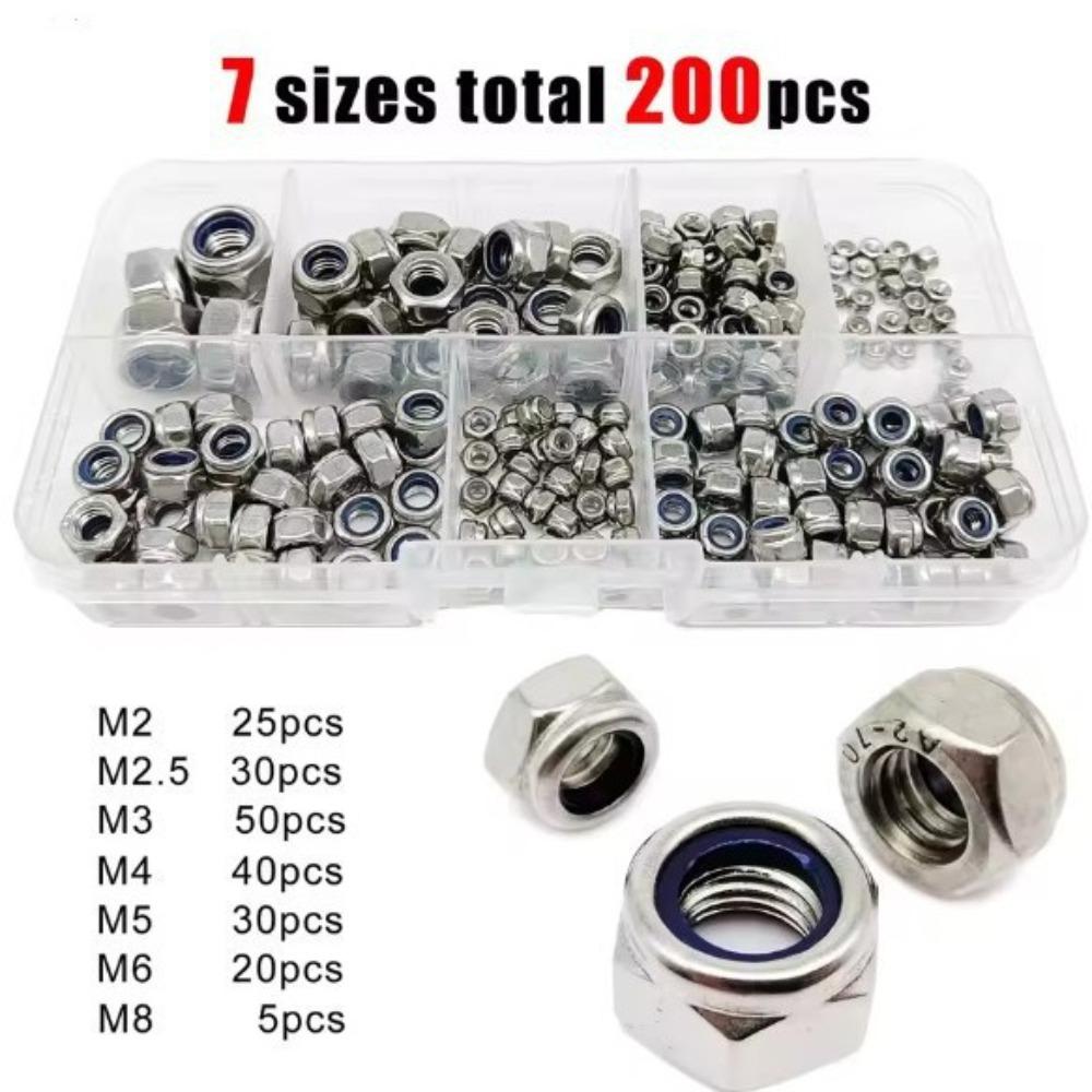 Metal Hexagon Nuts Kits M2-M8 Metric Locking Nuts Nylon Insert Lock Nut  Industrial Machinery Use