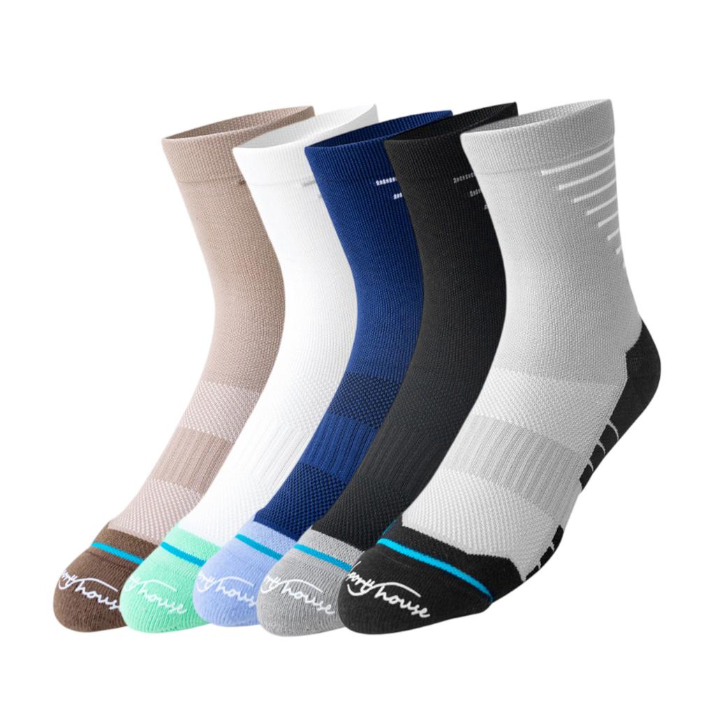 Herrstrumpor, stretchiga, bekväma, andningsbara, sportstrumpor, set med 5 par