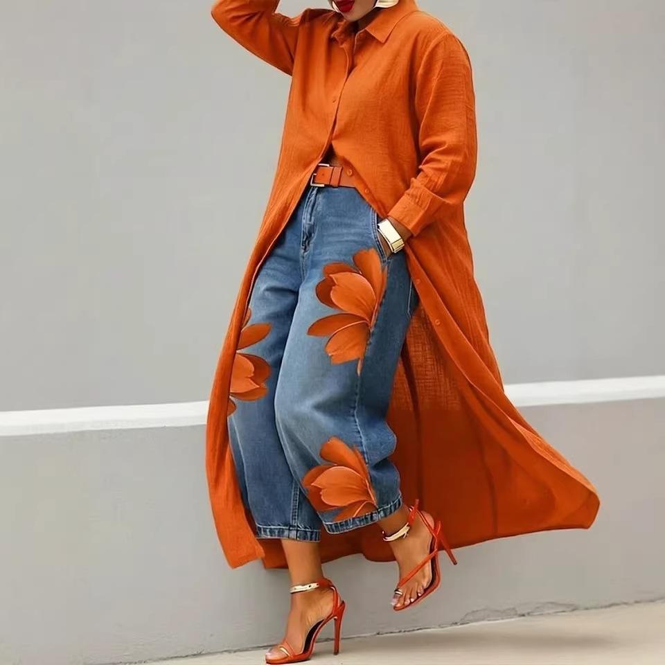 Women's Polo Collar Long Sleeve Single Breasted Solid Loose Maxi Shirt Dress Casual Vacation Cover Up