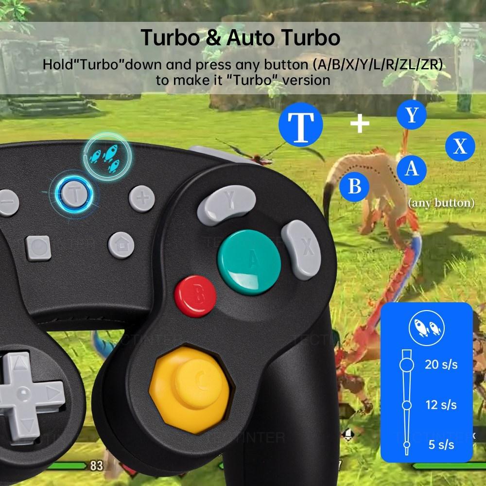 Bluetooth-kompatibler Gamecube Controller für NS Switch 2/Switch Konsole Gamepad für Steam/Android/PC Joystick mit Turbo-Funktion