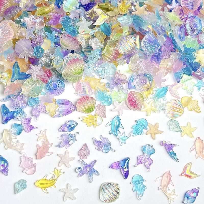 

WTEMPO Mini Resin Ocean Animals Tiny Sea Animal Various Figurines Fishbowl Miniature Decorations for DIY Crafts No-Hole Flat Back for Nail Art random*150pcs разноцветный