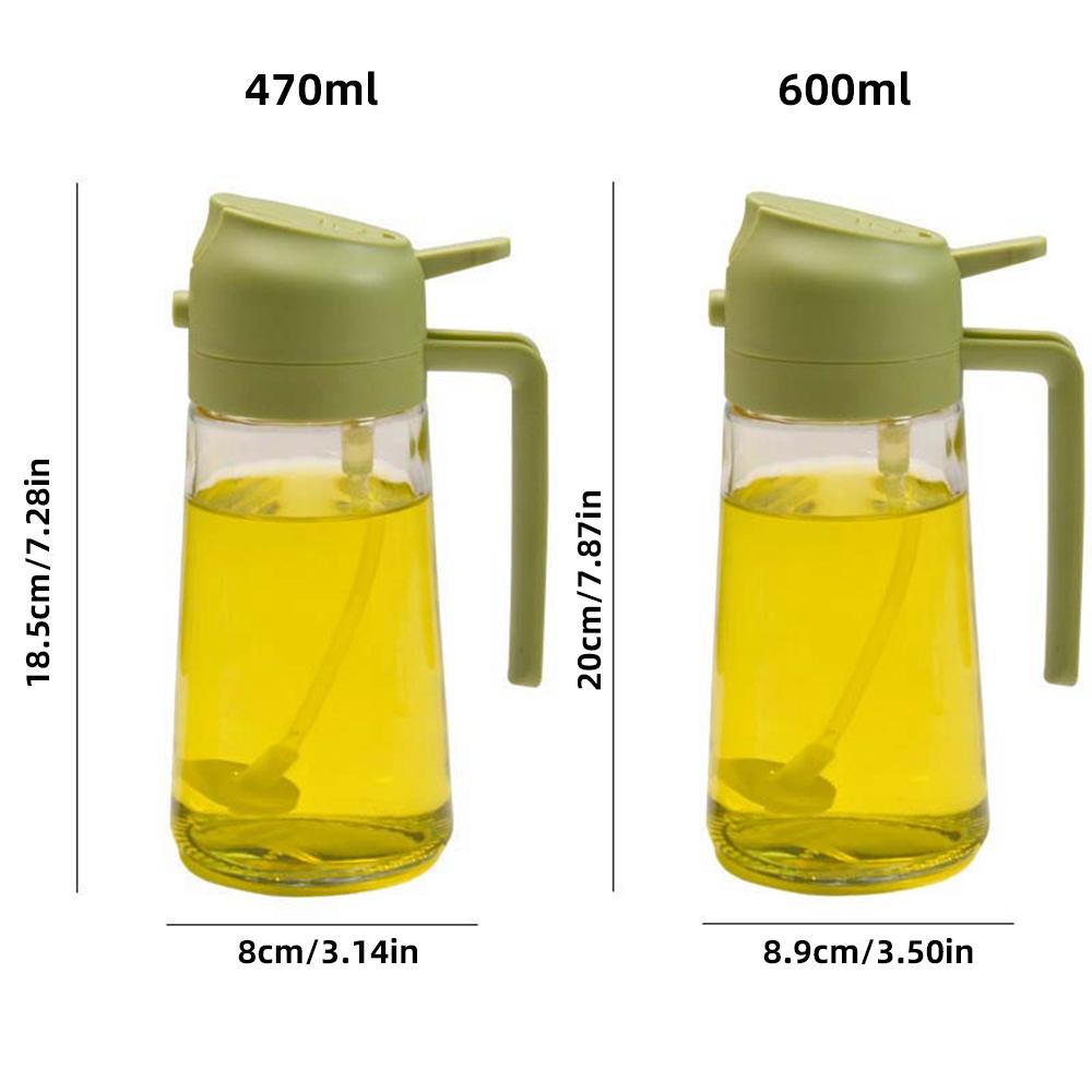 2in1 470ml/600ml Oil Sprayer Glass Bottle For Cooking Anti-Leakage Olive Oil Storage Bottle For BBQ Air Fryer Kitchen Tool