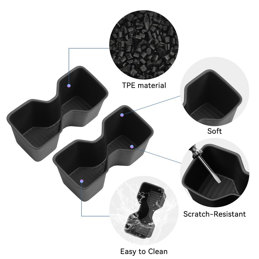 For Hyundai Santa Fe 6/7 Seats 2024-2026 (3 Row Only) Door Side Cup Holder Insert Cup Box Shock-Absorbing Storage TPE Tidying