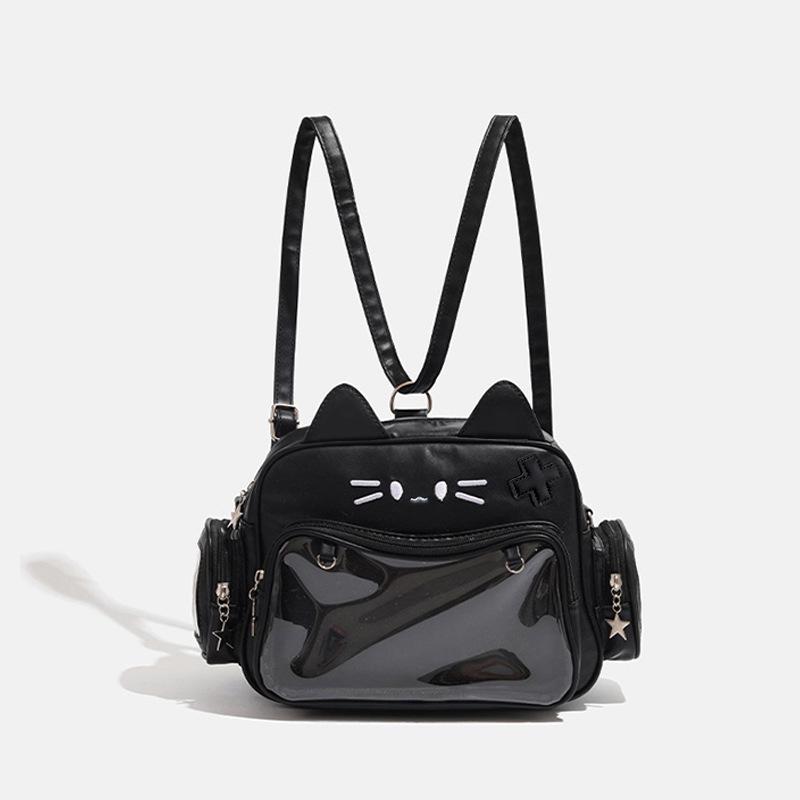 Y2K Millennium Large Capacity Cat Print Shoulder Crossbody Backpack 2024