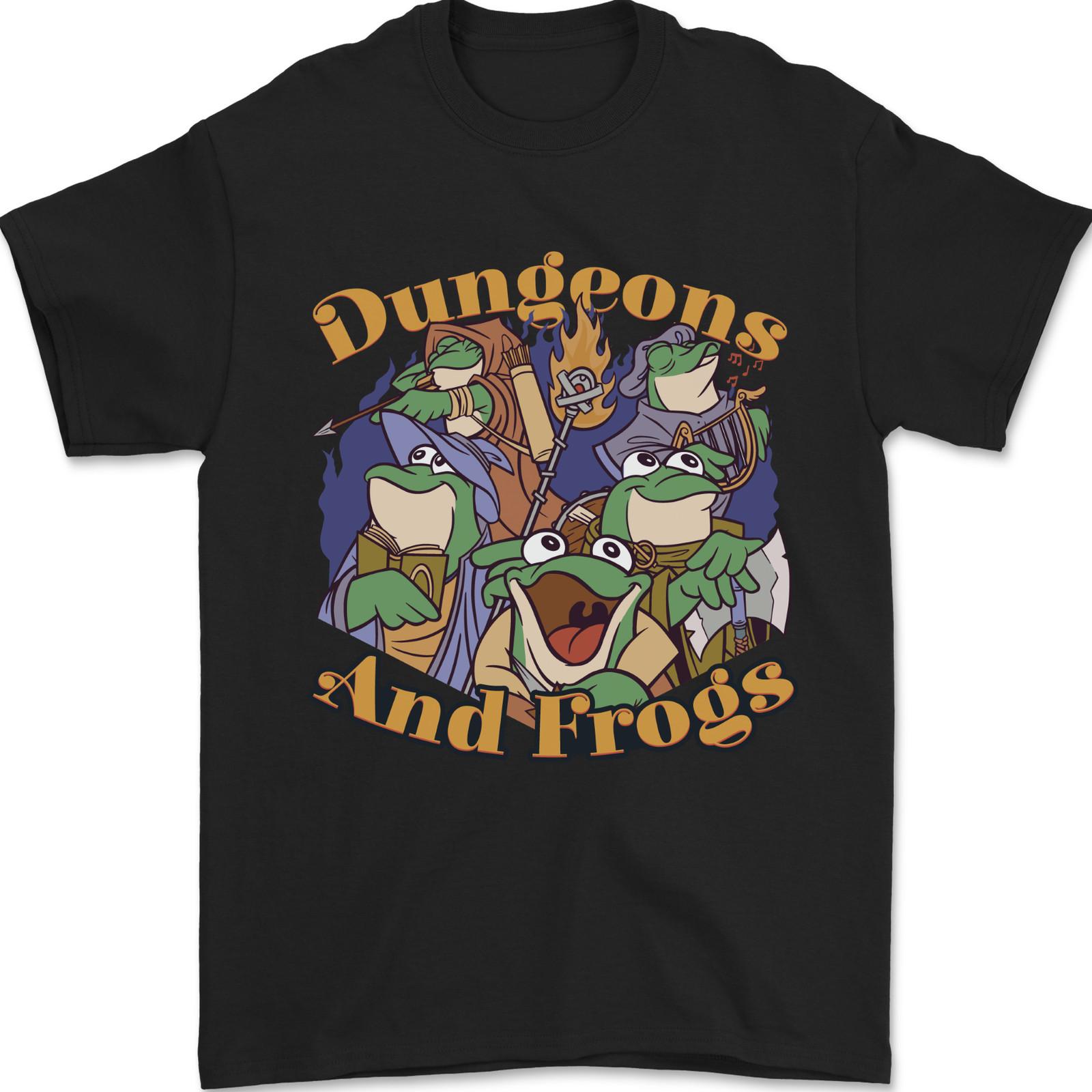 Men Dungeons Frogs Role Playing RPG Cotton T-shirt S