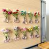1/8/10Pcs Vertical Greenery Vase Magnetic Mini Clear Glass Propagation Vase with Faux Flowers Dorm Room Plant Decor