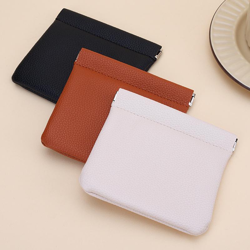 2025 Lychee Grain PU Coin Purse with Automatic Closure - Multipurpose Pouch for Cosmetics, Jewelry, Lipstick, and Accessories