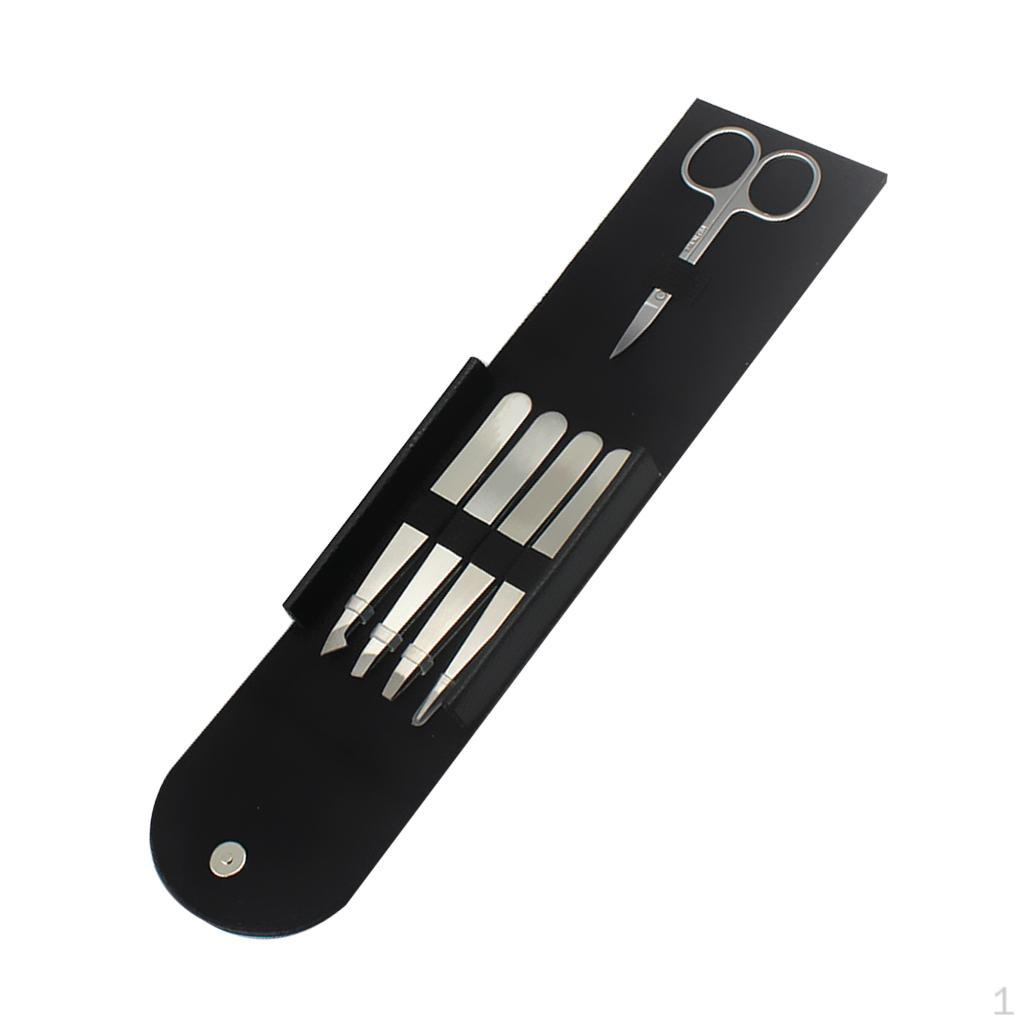 5X Нержавеющая сталь Наклонный кончик Плоский острый Пинцет Ножницы для бровей