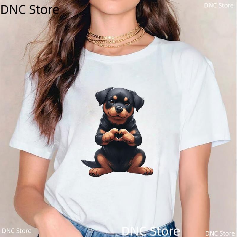 Lustiges Yorkshire Terrier Hund Print T-Shirt Damen Mode Harajuku Kawaii Kleidung Hund Haustier T-Shirt Femme Weißes Shirt Tops