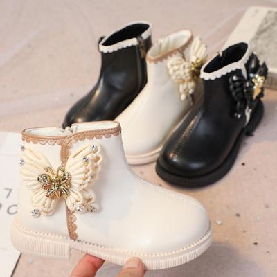 Children's Autumn and Winter New Little Girl Fashion Foreign Princess Boots Baby Velvet Cotton Boots