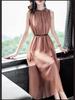 Elegant Waist-Cinching Sleeveless Chiffon Dress - Summer 2026 Collection