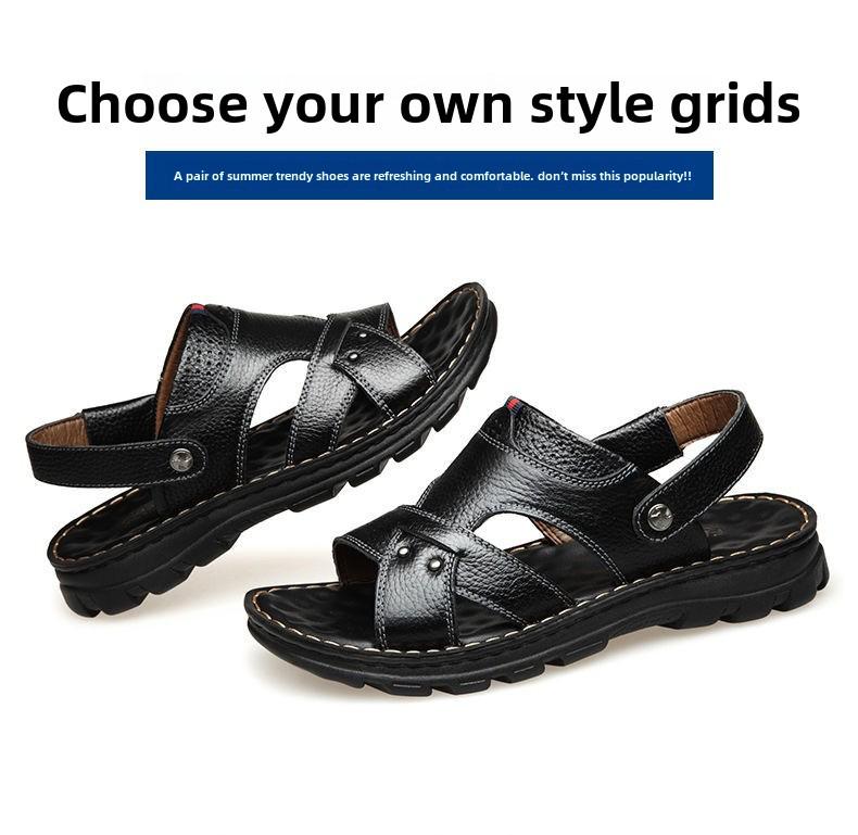 Lässige Strandsandalen aus Leder für Herren: Neue bequeme Outdoor-Schuhe aus echtem Leder mit doppeltem Verwendungszweck