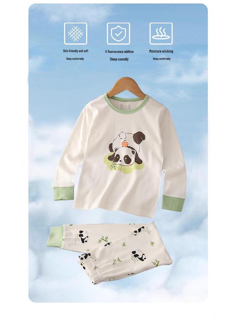 Kids' Autumn Korean Style Pajamas: Cartoon Cotton Home Wear Set for Boys and Girls