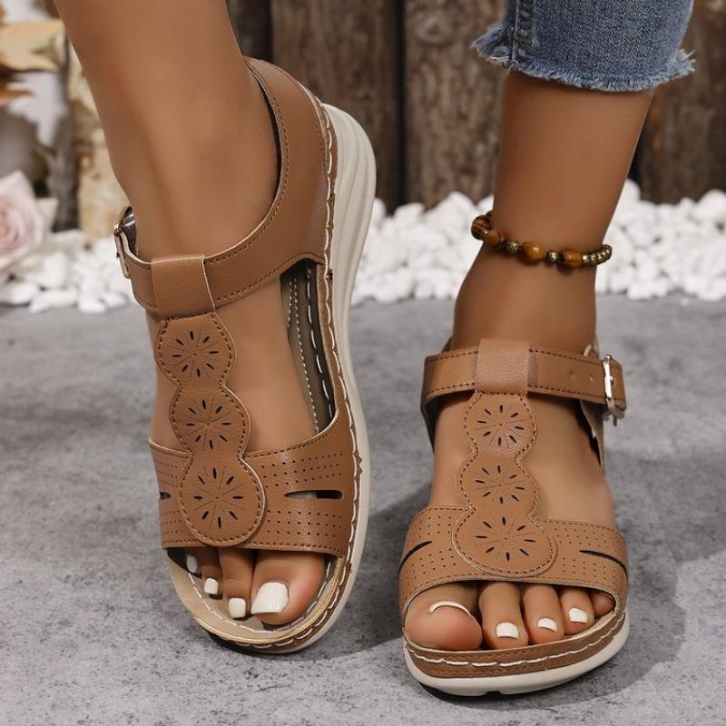 

Женские сандалии большого размера на танкетке, легкие и удобные для летней носки, и универсальные сандалии для женщин 43 коричневый