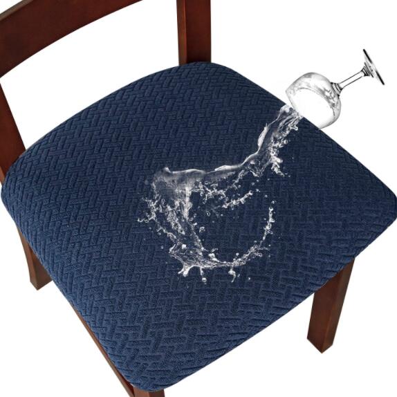 Jacquard Waterproof Stretch Chair Seat Cover Removable Elastic Upholstered Dining Chair Cushion Slipcovers Washable Seat Covers
