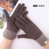 Touch screen gloves women's winter stall velvet thickened warm outdoor jacquard knitting touch screen warm