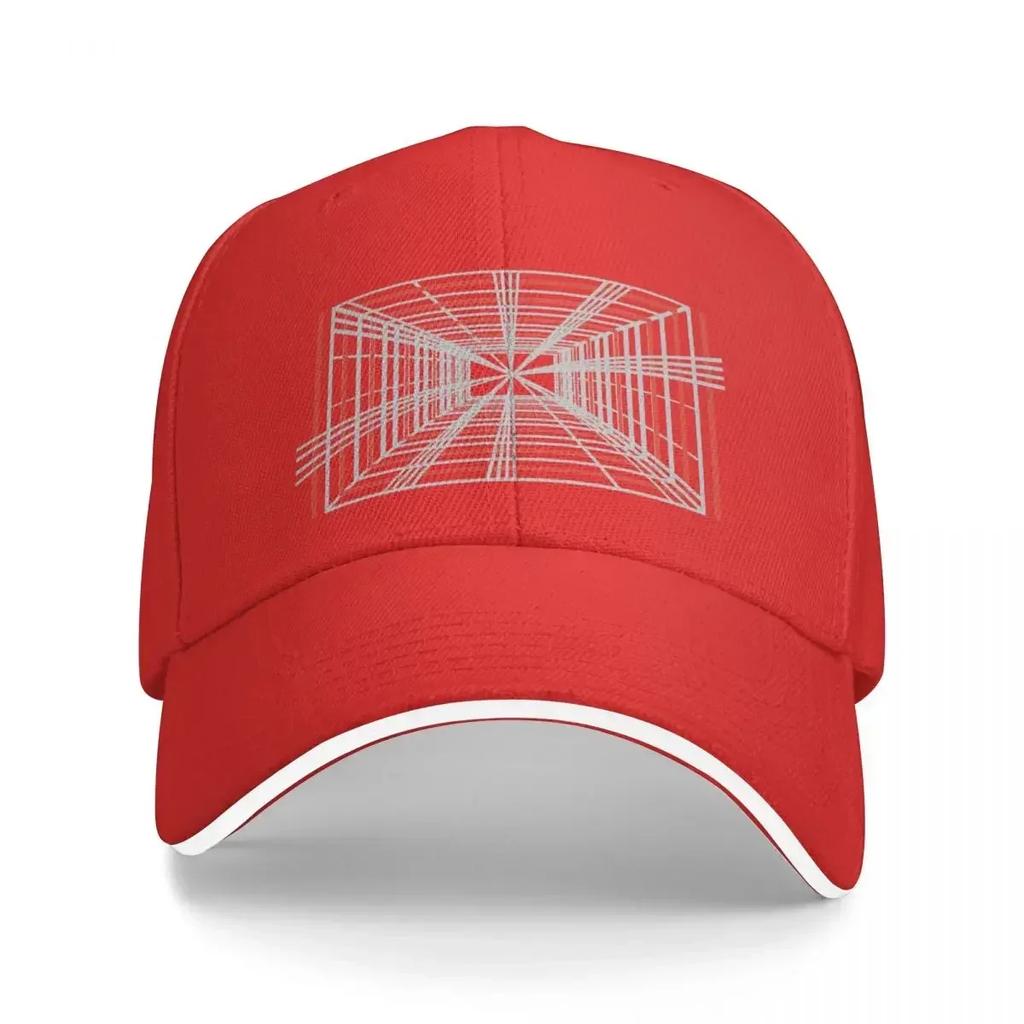 Perspective vanishing point geometric design (grey,red) Baseball Cap funny hat Horse Hat Designer Man Women's