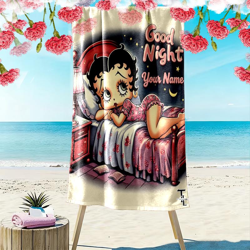 Custom NameBedtime, cartoon, sleep Beach Towel Soft Microfiber Summer Towel Quick Dry Absorbent Towel for Beach Swimming Pool Travel