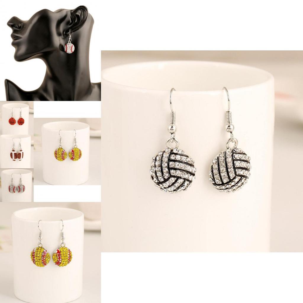 Water Diamond Baseball Hoop Earrings For Women With Sporty Style And Classic Design
