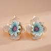 Colorful Drip Oil Fabric Flower Stud Earrings for Women Girls Vintage Exaggerated Drop Earring Vacation Jewelry Accessory