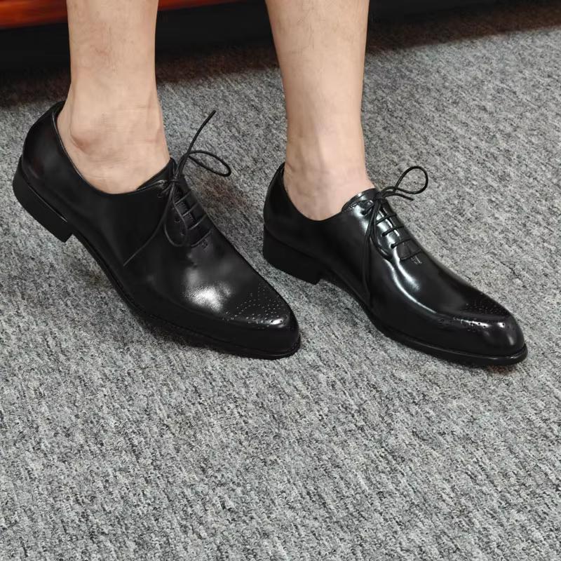 Fashion Luxury Men's Cow Leather Shoes Oxfords Custom Handmade Wide Dress Shoes Lace Office Social Height Increasing Spring Summer