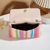 Bunte gestreifte gewebte Umhängetasche für Damen, Elegante Handtasche mit abnehmbarem Riemen, Regenbogenstreifenmuster, Umhängetasche, Kleine Crossbody-Tasche