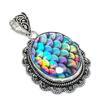 Natural Dichroic Glass Gemstone 925 Sterling Silver Jewelry Pendant 2.29" ETC-14026