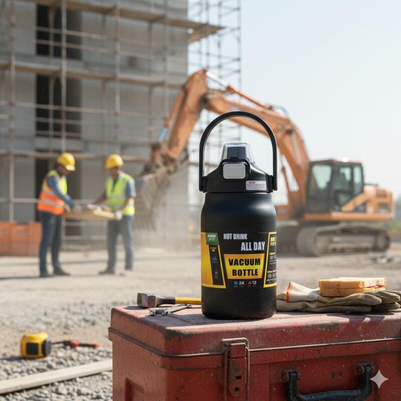 Isolierte Wasserflasche aus Edelstahl, große Kapazität, tragbare Thermoskanne für Outdoor-Sport, Wandern, Reisen, Vakuumisolierter Becher, Heiß-/Kaltgetränkebecher