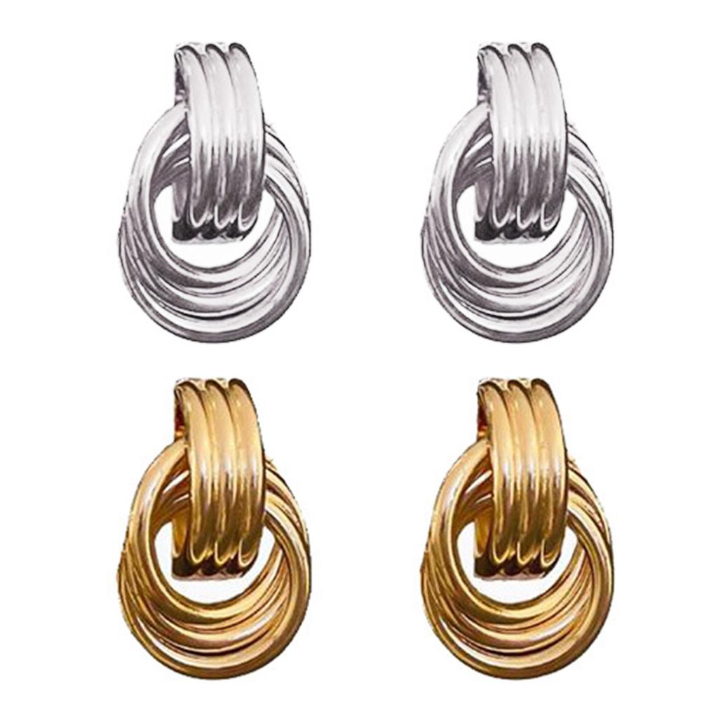 Geometric Hoops Earrings Gold Silver Plated Portable Comfortable Fashion Jewelry Pieces for Women Trendy Styles
