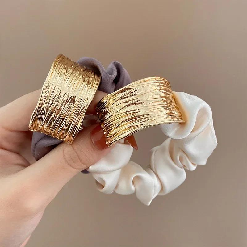 Coreano metallo satinato intestino crasso anello elastici per donna elastici per capelli corda per capelli ragazze coda di cavallo copricapo accessori per capelli