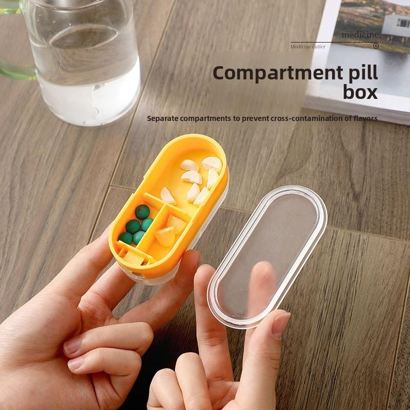 Plastic Pill Cutter And Divider Box With Cover For Home And Travel Use