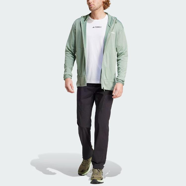 Adidas Xperior Light Fleece Hooded Jacket Solid Color Logo Long Sleeve Jacket Men Jacket Silver Gray Green IQ3718