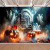 1pc spooky tombstone backdrop banner suitable for Halloween decoration spooky party porch yard decoration