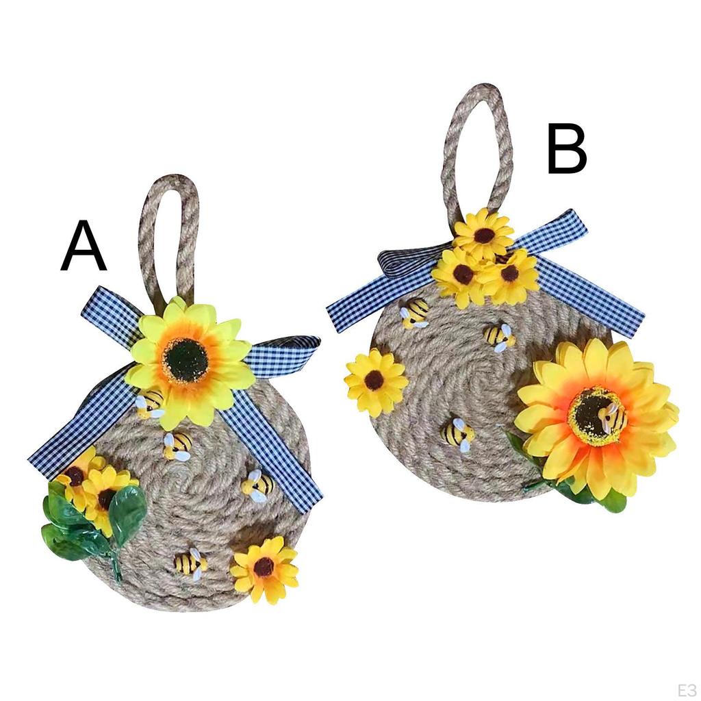 Wreath Artificial Flowers Welcome Wall Hanging Garland Ornament for Window Wedding Indoor and