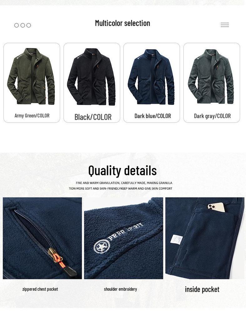 Men's Double-Sided Polar Fleece Jacket: Warm Cardigan for Students, Outdoor Sports & Casual Wear