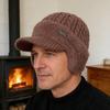 Men Hat 3-in-1 Knitted Baseball Cap with Ear Flaps Imitation Mink Fur Lining Quick-Drying