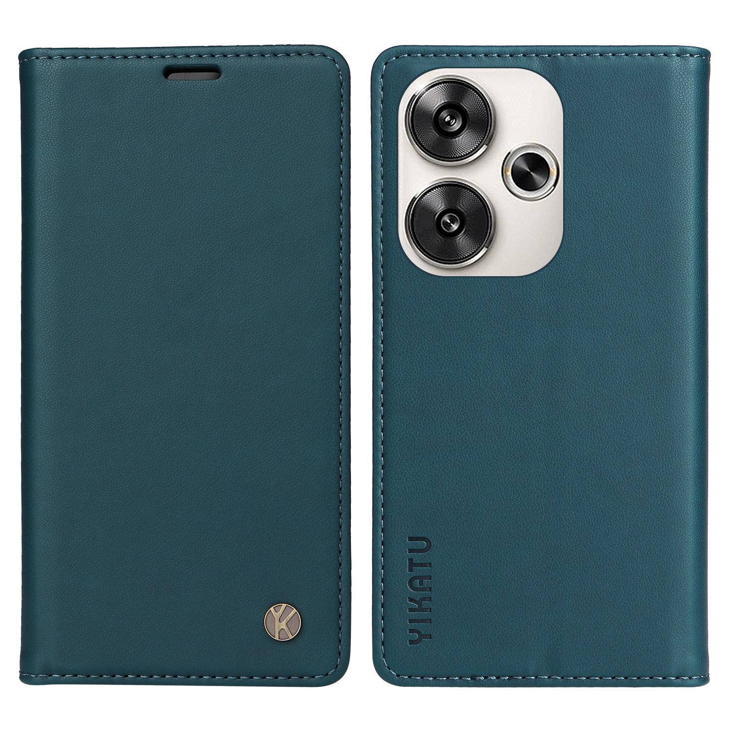 

YIKATU YK-001 For Xiaomi Redmi Turbo 3 5G/Poco F6 5G Case PU Leather Wallet Folio Phone Cover Green